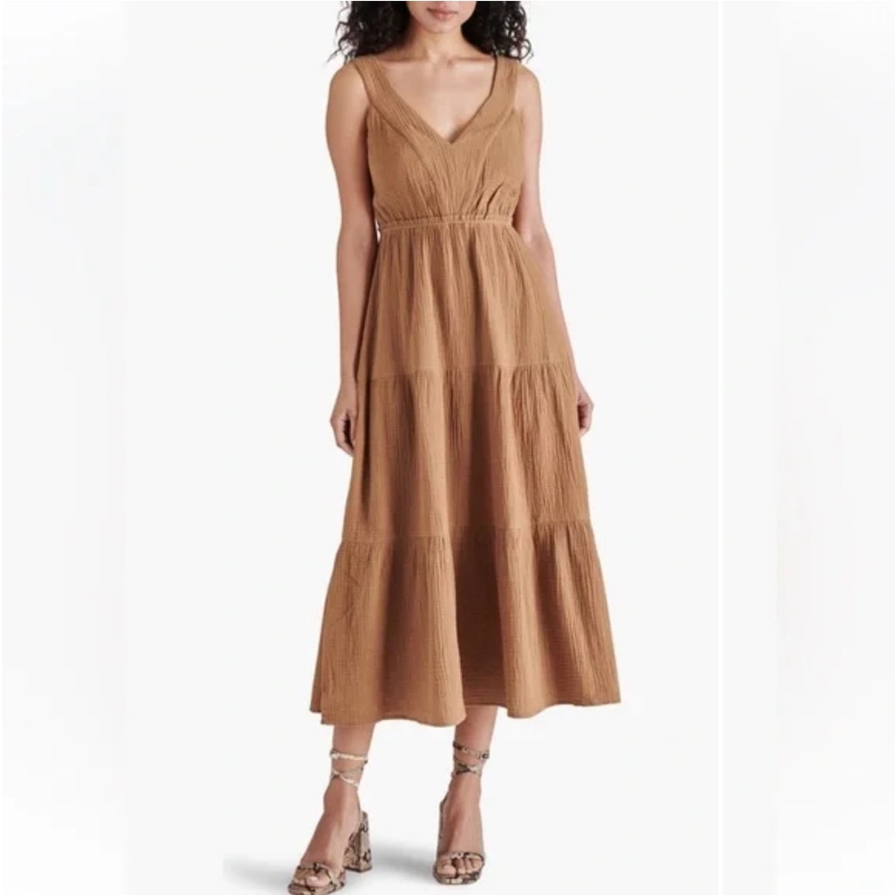 STEVE MADDEN Amira Tiered Cotton Midi Dress Size Small